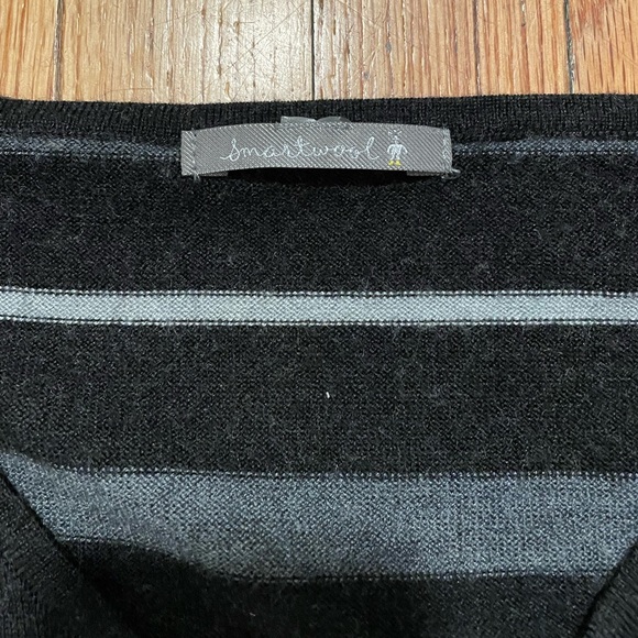 Smartwool Black Striped V-Neck Sweater - Size S - Picture 3 of 5